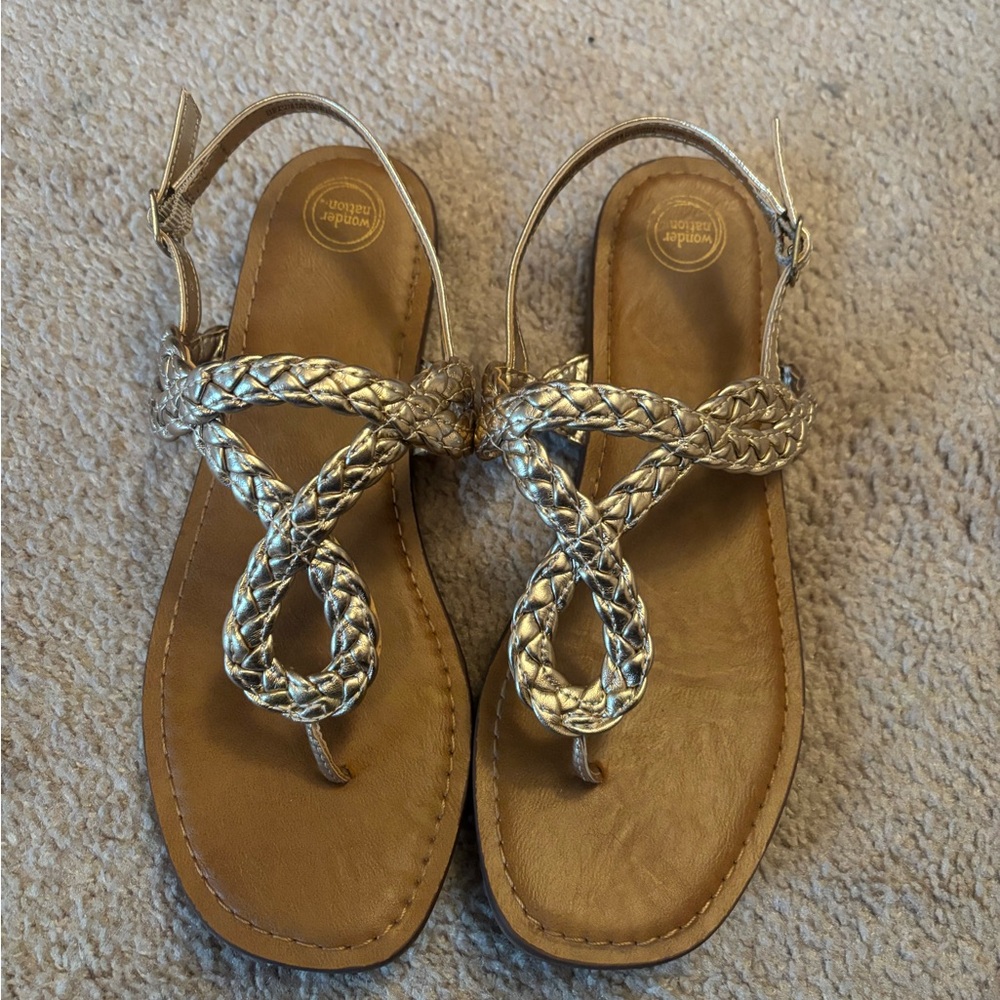 Wonder Nation Gold Braided Sandals